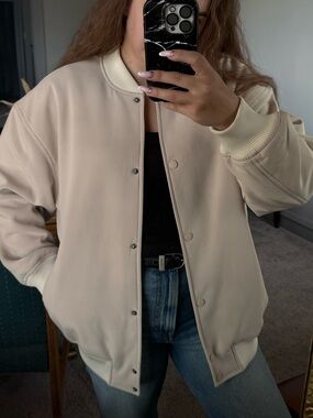 ASOS Cream Oversized Bomber Jacket